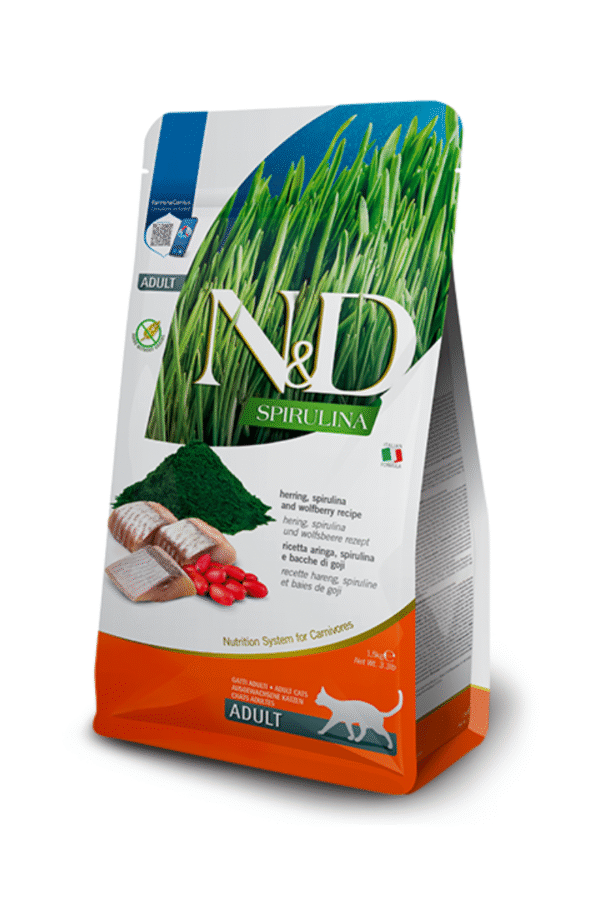 Farmina N&D Alimento Gato Adulto 1.5kg - Arenque, Espirulina y Bayas Goji