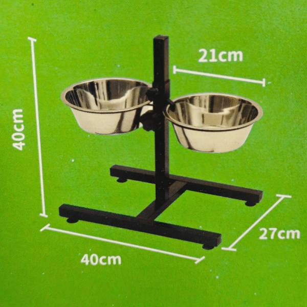 Plato/Cuenco Doble Elevado de Acero Inoxidable para Perros/Gatos L - Imagen 2
