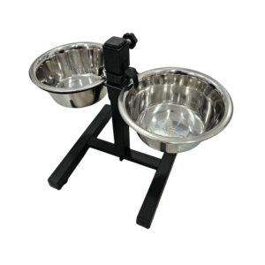 Plato/Cuenco Doble Elevado de Acero Inoxidable para Perros/Gatos L